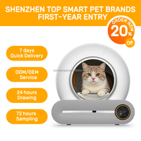 Bac à litière automatique pour chat en plastique de 65 L avec design moderne, désodorisation ionique, contrôle par application, détection intelligente multi-modes pour plusieurs chats