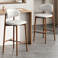 Chaises de bar luxe moderne nordique rustique grand comptoir bois cuir dos cuisine métal haut tabouret meubles chaise Bar pour Table de Bar