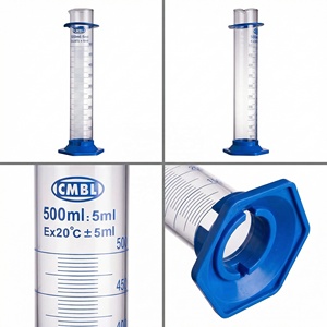 Cilindro Graduado de Vidrio Borosilicato de 50-500 ml con Base Hexagonal Azul, Protector de Boquilla y Borde, Material de Vidrio para Medición en Laboratorio - Product Image 4