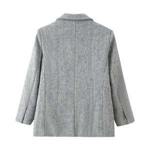 Ensemble Blazer et Pantalon <span class=keywords><strong>Femme</strong></span> Personnalisé 2026, Motif Chevrons, Coupe Décontractée, Costume en Laine <span class=keywords><strong>pour</strong></span> le Bureau et les Soirées, Ensembles 2 Pièces en Laine OEM/ODM - Product Image 4