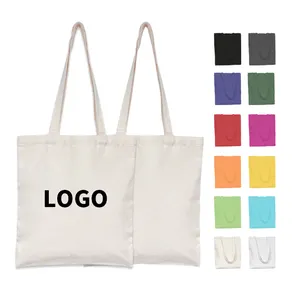 OEM & ODM定制印花回收素有机棉帆布手提袋大号可重复使用帆布棉购物袋带标志