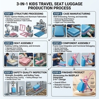 Valise poussette avec poignée télescopique en PC, design pliable – Valise de voyage à roulettes pour enfants et bébés
