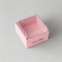 Boîte d'emballage transparente de qualité alimentaire recyclable rose pour gâteau, chocolat, macaron, beignet, dessert, boîte en papier