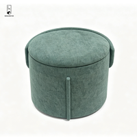 Pouf de rangement en chenille - Pouf rond pliable avec dossier - Tabouret de coiffeuse convertible en forme de cylindre pour salon