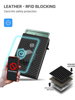 Dompet tempat kartu RFID pria, dompet 3 lipat magnetik sikat Anti Maling Tag aluminium gaya bisnis ramping kulit PU dengan Logo