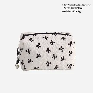 New Fashion Bowknot Polyester Zipper Clutch Makeup Bag <b>Large</b> Capacity High-end for Women Nail Art Cosmetic Storage - Product Image 6