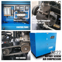 Compresseur d'air à vis rotatif 50HP 37KW 198CFM @ 125PSI 460V Système comprimé industriel stationnaire robuste triphasé