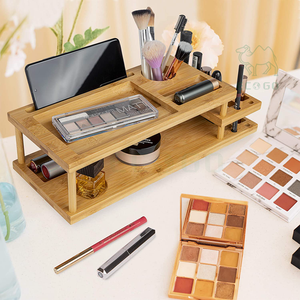 Bambou Bois Maquillage Cosmétique Organisateur Boîte De Rangement Pour Salle De Bains Organisateur Pour Salle De Bains Coiffeuse Ou Bureau Multifonctionnel - Product Image 1