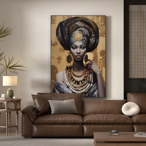 Tường nghệ thuật Áp phích in trừu tượng hình ảnh tường phòng khách trang trí nội thất Chân Dung sơn dầu trên vải người phụ nữ Châu phi đen - Product Image 4