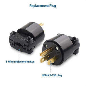 Linsheng 15A 125V 3 prong thay thế cắm 2 cực 3 dây NEMA 5-15p thẳng lưỡi điện cắm - Product Image 3