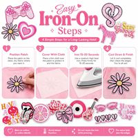Patch brodé thermocollant Y2K en gros, motifs mignons rose, girly, cœur, papillon, fleur, guitare, marguerite, zèbre, étoile, nœud