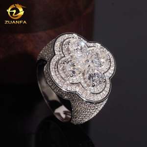 Hot Sale Pear Cut Hip Hop Iced Out Solid 925 Sterling Silver Rhodium Plated Fine Jewelry Moissanite Diamond Clover <strong>Ring</strong> <strong>for</strong> <strong>Men</strong> - Product Image 6