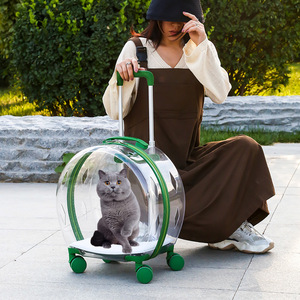 Pauljet Pet <b>Rolling</b> Carrier Transparent <b>Bubble</b> Bag Medium To Hard Green For Dogs Cats Travel Use - Product Image 3