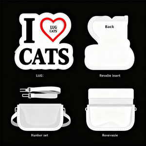 กระเป๋า Ita Bag ลายหัวใจแบบสะพายข้างสำหรับใส่เข็มกลัดและป้ายติดเสื้อ <span class=keywords><strong>ท</strong></span>ำ<span class=keywords><strong>จ</strong></span>ากหนังเทียม เหมาะสำหรับคนรักแมว - Product Image 1