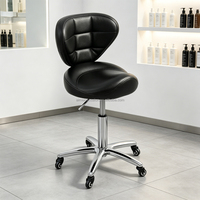 Tabouret roulant hydraulique réglable en gros avec dossier en cuir PU, chaise de salon pivotante et élévatrice pour institut de beauté, spa, bar, bureau
