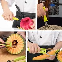 4 In 1 Watermeloen Slicer Cutter Scoop Fruit Carving Mes Cutter Fruitschaal Fruit Graven Pulp Separator