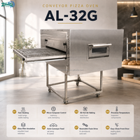 Four à pizza commercial à gaz avec bande transporteuse en acier inoxydable pour pizzeria, boulangerie, restaurant, fast-food