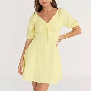 Vestido Midi Sexy y Elegante para Primavera/Verano, Sin Mangas, Casual, con Volantes, Decoración Moderna, Diseño Sólido para Mujer - Product Image 1