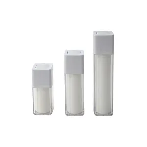 Kosmetik Airless Pump flasche 15ml 30ml 50ml Airless Plastik flasche Quadratische Schraube Up-Down Tops für die Hautpflege