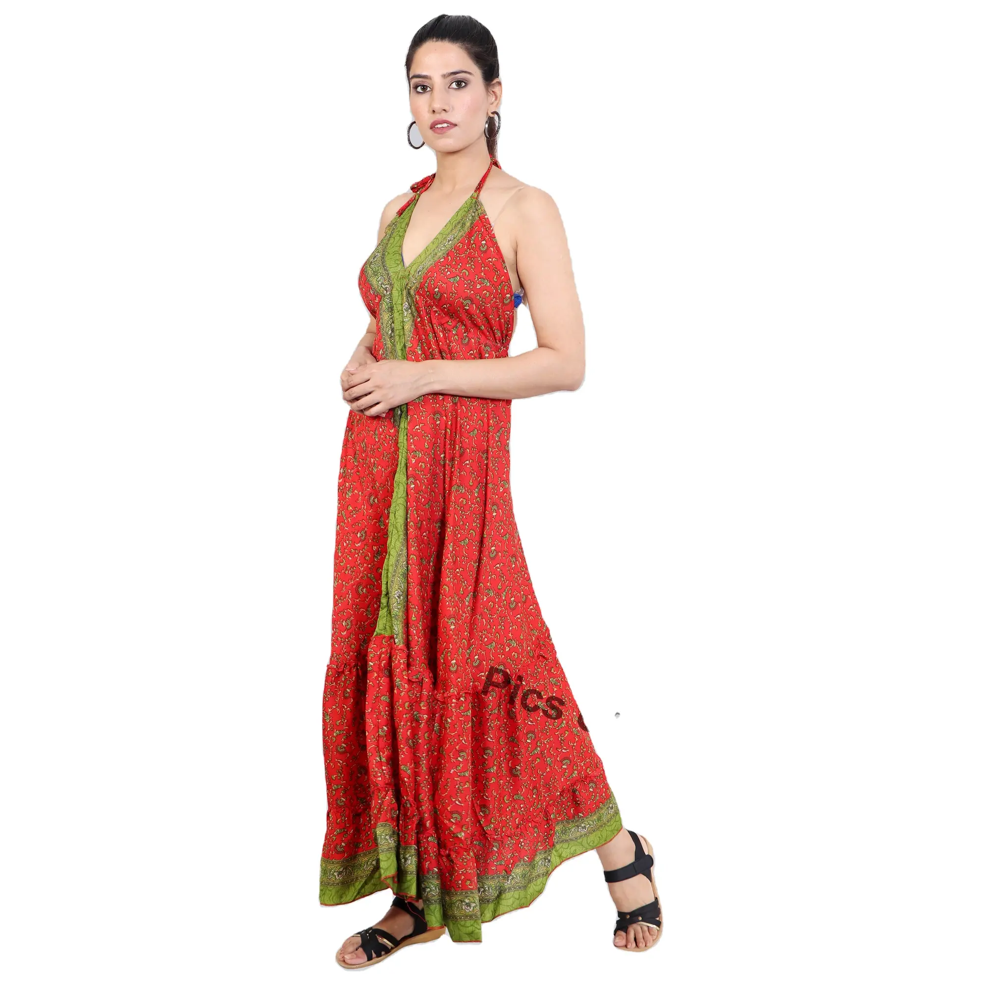 Vestido indiano hippie mágico vintage, renda up, vestido de seda, estampado floral, reciclado, sari, vestidos femininos, hippie, vestido indiano