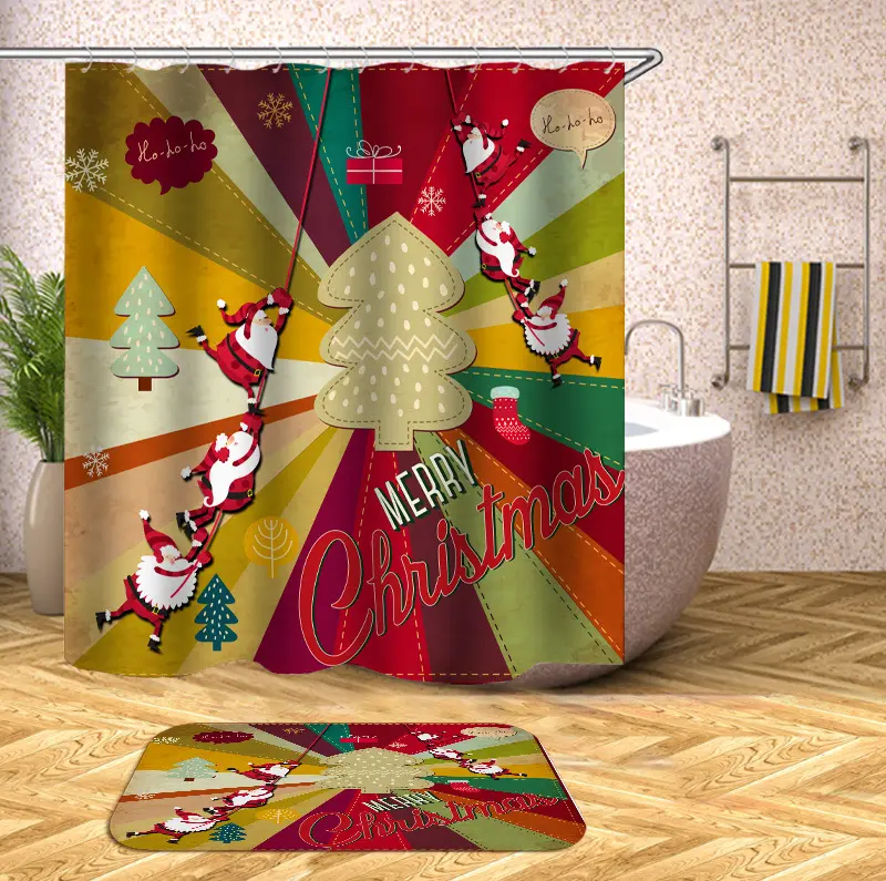 G&D Christmas Cartoon Cute Waterproof Custom Shower Curtains