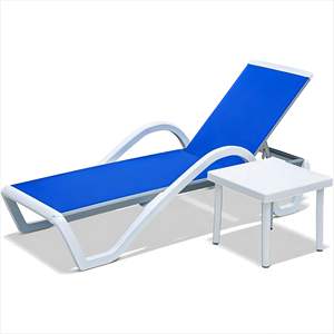 Silla de aluminio ajustable para piscina, color azul, con reposabrazos, para uso en exteriores junto a la piscina, modelo D0100H79X1X - Product Image 1