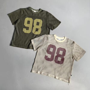 夏季裁剪超大足球运动衫t恤定制条纹设计透气300克网眼运动健身宽松合身男士 - Product Image 2