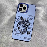 Coque Téléphone Antichoc à Cadre Plaqué Tendance, Cœur Graffiti Design Populaire, pour iPhone 17 16 15 Pro Max 14 13 12 11
