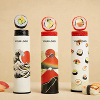 Conteneur de sushi biodégradable sur mesure, design personnalisé, cylindre en plastique, tube à pousser, emballage alimentaire, conteneur de qualité alimentaire