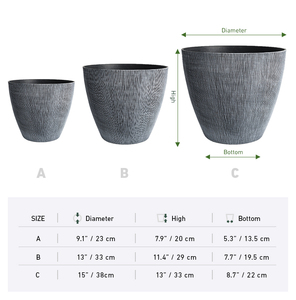 Jardinières en pot texturé en résine, plantes pour fleurs, légumes et plantes de maison, grandes tailles, 12 pièces - Product Image 2