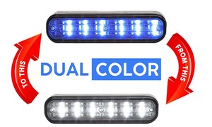 Luce di Segnalazione <span class=keywords><strong>LED</strong></span> Bicolore Blu e Bianca 12V, Lampeggiante Lineare per Moto e Veicoli di Emergenza, Serie ION Duo - Product Image 2