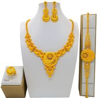 Conjuntos de Joyería Nupcial de Dubái al por Mayor a Bajo Precio para Mujeres, Conjuntos de Joyería de Oro para Damas para Bodas y Fiestas