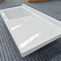 Évier de buanderie simple en pierre artificielle avec planche à laver intégrée, robuste, en quartz, pour le lavage du linge, design moderne, garantie 5 ans