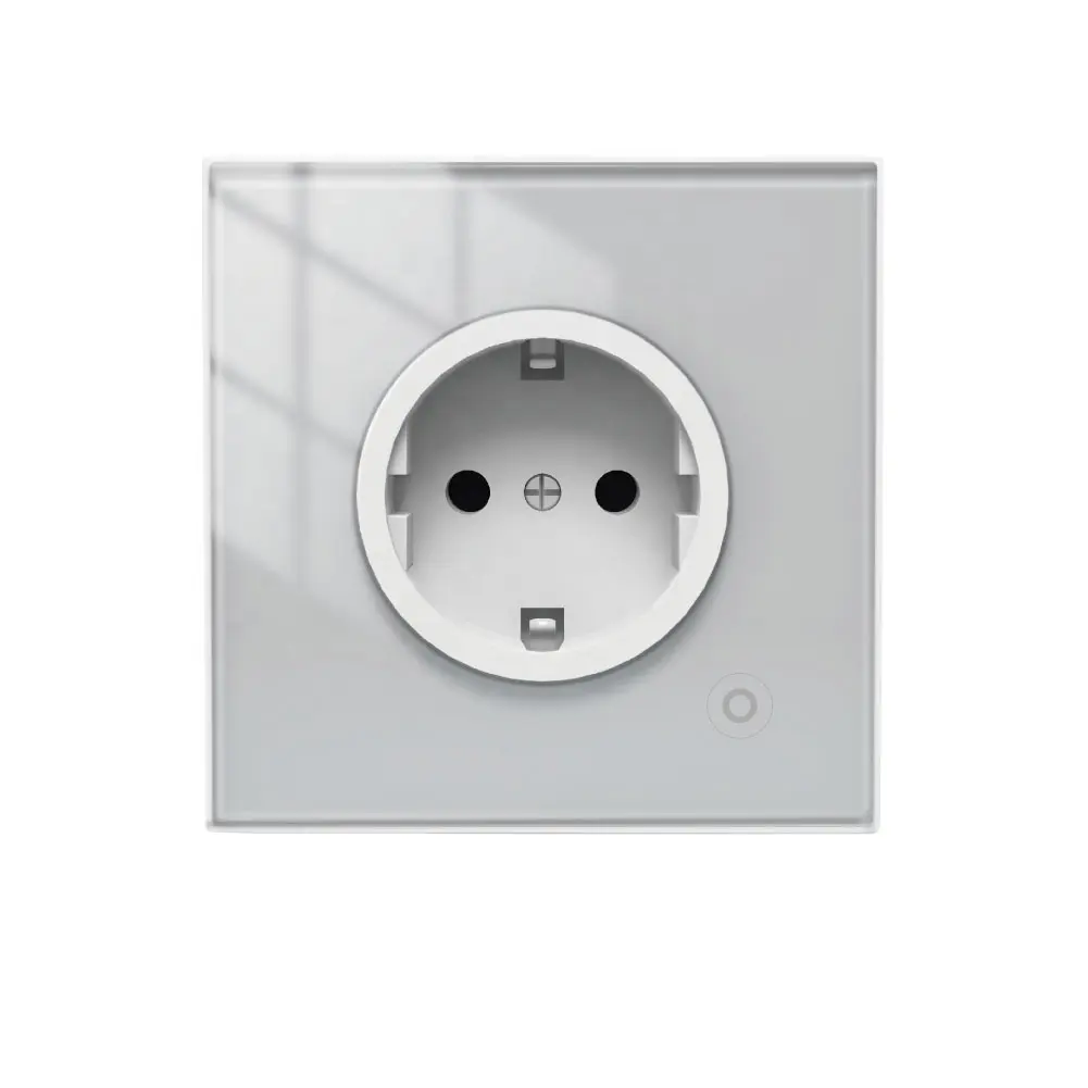 tuya zigbee Smart Wall Socket Glass Panel Outlet Power Monitor Extremely Soft Touch Plug Relay Status and Light Mode