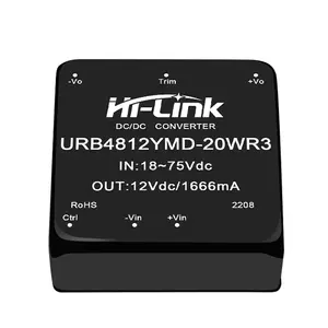 Nieuwe Originele URB4812YMD-20WR3 Dcdc Converter 20W 48V(18-75V) Tot 12V 1666ma Output Geïsoleerde Step-Down Spanningsregelaar Vermogensmodule