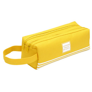 Estuche para lápices de tela Oxford, cierre de cremallera de doble capa, gran capacidad, uso escolar y de oficina, bolsa de papelería bonita y fresca de color sólido - Product Image 5
