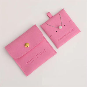 Enveloppe en cuir suédé microfibre colorée personnalisée pochettes à bijoux recyclable bouton en tissu de velours imprimé logo cadeaux <span class=keywords><strong>bonbons</strong></span> - Product Image 1