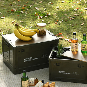 Bafuluo contenitori portaoggetti pieghevoli coperchio <span class=keywords><strong>in</strong></span> <span class=keywords><strong>legno</strong></span> contenitore portaoggetti <span class=keywords><strong>in</strong></span> plastica da campeggio scatola da campeggio all'aperto - Product Image 4