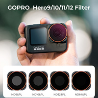 K&F Concept - Juego de 4 Filtros Polarizadores de Reducción de Luz ND8/PL, ND16/PL, ND32/PL, ND64/PL para GoPro Hero 13/12/11/10/9, Filtro ND/PL