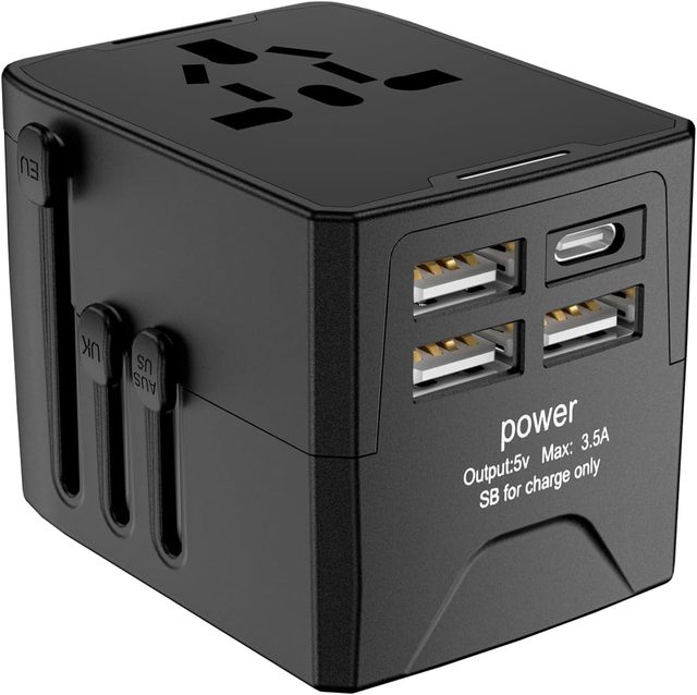 European Travel Plug Universal Adapter 6A Socket Current 3.5A Smart USB Output 3 USB a 1 Type C USA EU UK AUS Wall Charger