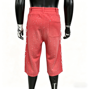 Pantalones Cortos Deportivos de Algodón con Cintura Elástica, Estilo Streetwear, con Pedrería, Lavado Ácido, Talla Grande para Hombre - Product Image 5