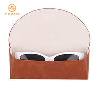 Étui à lunettes semi-rigide en cuir PU vieilli style rétro avec rabat incurvé, fin et léger, pour le rangement des lunettes de soleil