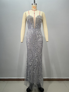 Bettergirl Abito Lungo <span class=keywords><strong>Grigio</strong></span> di Alta Qualità 2026, Sexy con Scollo a V, Perle e Strass, <span class=keywords><strong>Aderente</strong></span>, per Nightclub, Banchetti di Lusso ed Eleganza - Product Image 6