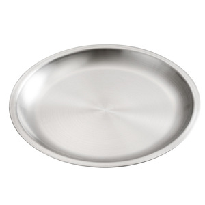 Stainless Steel Round Shallow Plate 2 In Depth For Hot Pot Barbecue Restaurant Use - Product Image 1
