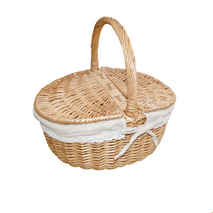 Cesta de Picnic de mimbre vacía personalizada con cubierta para exteriores para 4 personas, cesta de Picnic plegable para comprar - Product Image 5