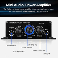 Amplificateur audio stéréo HiFi 12V pour voiture, amplificateur de basses audio HiFi à deux canaux pour voitures, lecteur CD DVD MP3, haut-parleurs