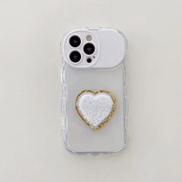 Étui de téléphone transparent avec support en forme de cœur et miroir, accessoires pour iPhone 11 12 13 14 15 16 17 18 Pro Max