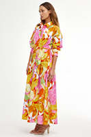 Mode personnalisé dame Maxi robe Vestidos chemise décontractée robe imprimer femmes élégantes demi manches Floral 50 naturel impression numérique