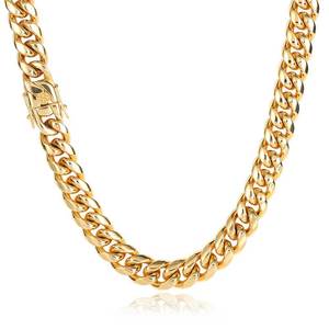Collar cubano de Hip Hop para hombre, chapado en PVD 316L, hebilla de resorte individual, cadenas cifradas de tierra de acero inoxidable, joyería urbana Chic - Product Image 1