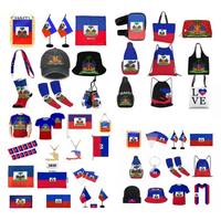 Nouveau drapeau d'Haïti, drapeau de jardin à agiter, série personnalisée, sac banane, sac à cordon pour bagages, sac à déjeuner, casquette de baseball, t-shirt à manches courtes